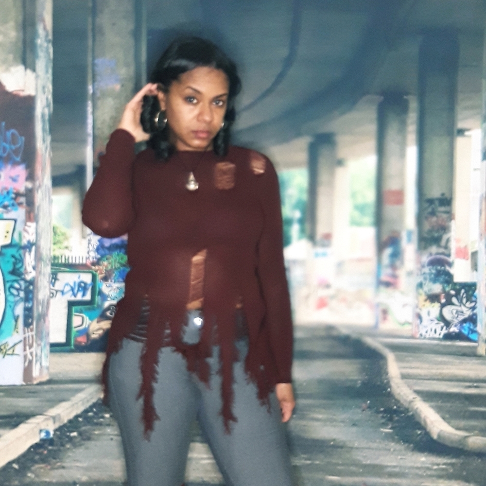 Maroon Distressed Sweater